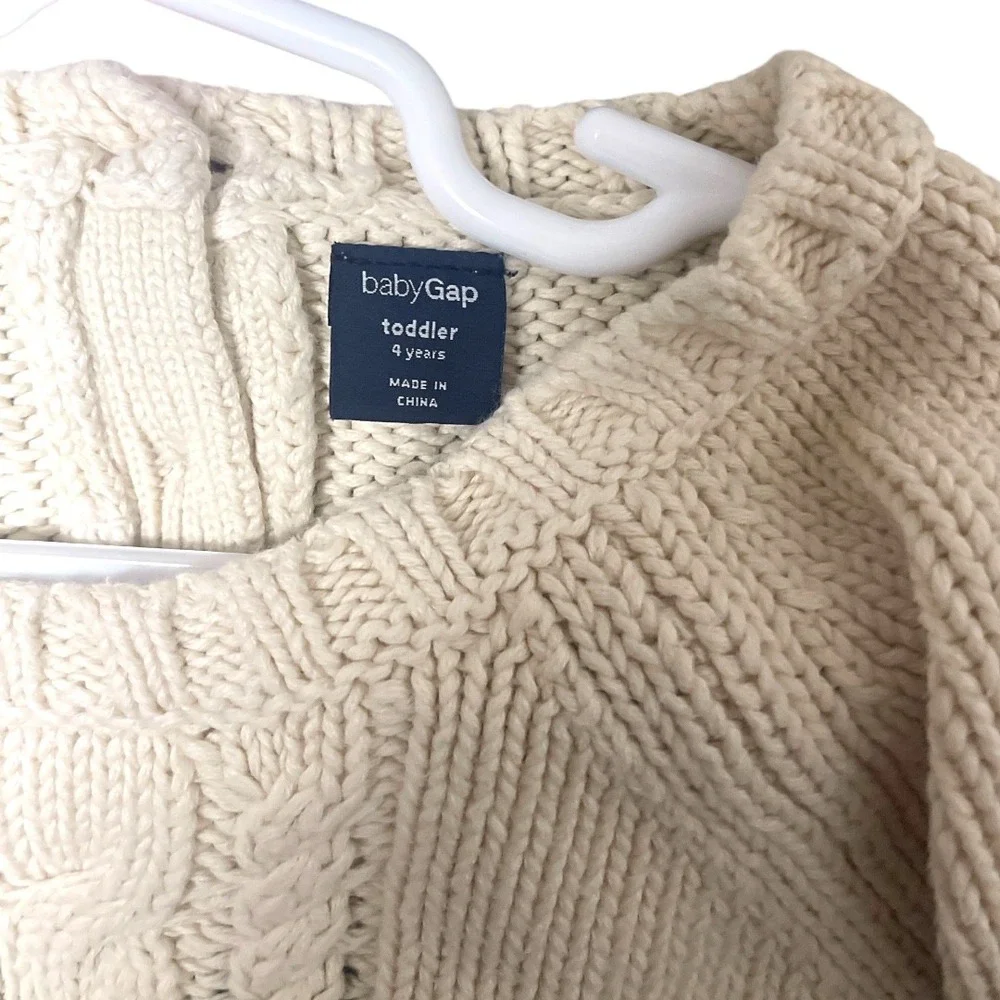 Baby Gap‎ Toddler Cream Blue Stripe Cable Knit Cotton Sweater 4T